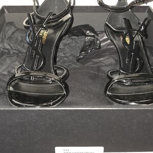 Yves Saint Laurent Black Patent Strappy Heels